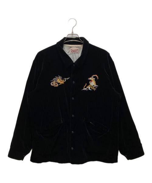 TENDERLOIN（テンダーロイン）TENDERLOIN (テンダーロイン) ベロアスーベニアジャケット ブラック サイズ:Ⅼの古着・服飾アイテム