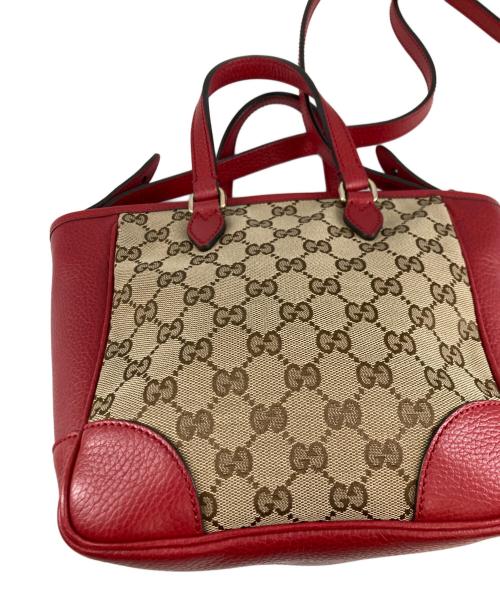 GUCCI（グッチ）GUCCI (グッチ) GGキャンバス 2WAYショルダーバッグ レッド×ベージュの古着・服飾アイテム