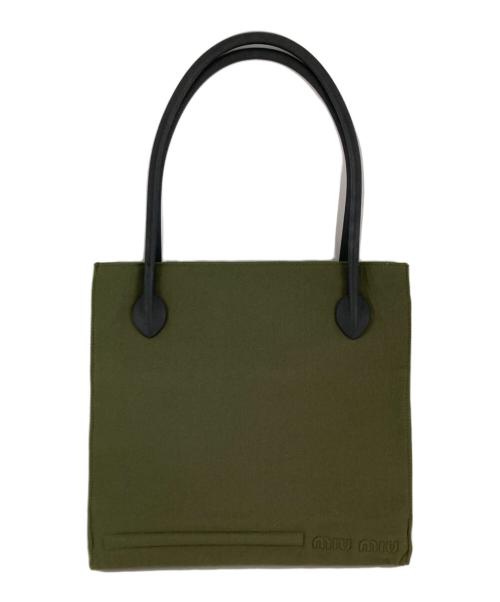 MIU MIU（ミュウミュウ）MIU MIU (ミュウミュウ) ラバーハンドル エンボスロゴ トートバッグ グリーンの古着・服飾アイテム