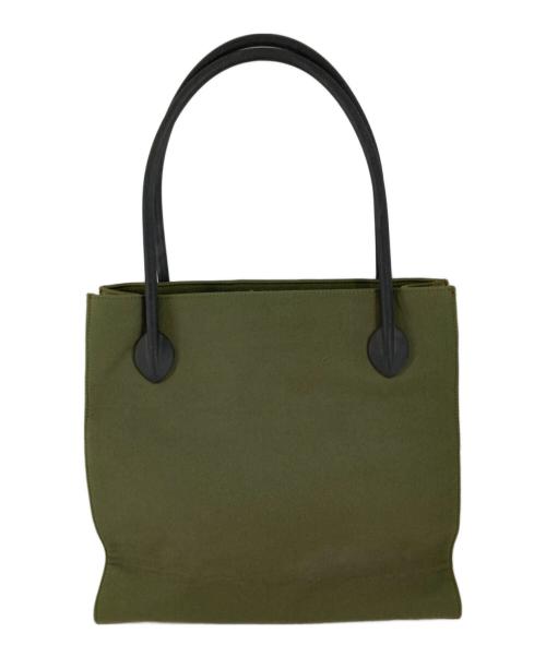 MIU MIU（ミュウミュウ）MIU MIU (ミュウミュウ) ラバーハンドル エンボスロゴ トートバッグ グリーンの古着・服飾アイテム