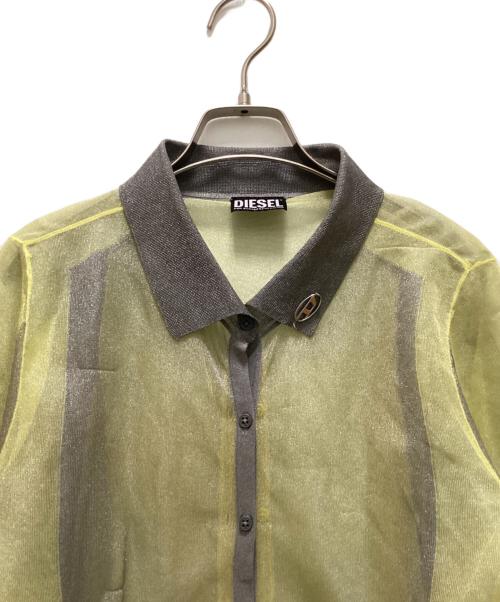DIESEL（ディーゼル）DIESEL (ディーゼル) 長袖 ニット シャツ レイヤード グリーン サイズ:Mの古着・服飾アイテム