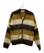JANTZENジャンセン）の古着「ヴィンテージメタルボタンボーダーカーディガン」｜ブラウン×ホワイト