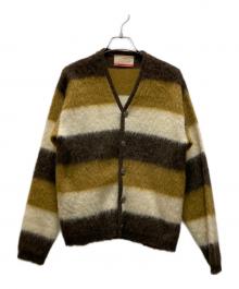 JANTZEN（ジャンセン）の古着「ヴィンテージメタルボタンボーダーカーディガン」｜ブラウン×ホワイト