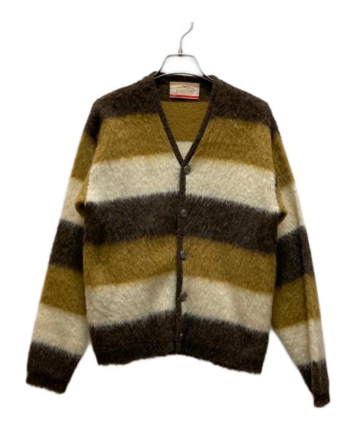 JANTZEN（ジャンセン）JANTZEN (ジャンセン) ヴィンテージメタルボタンボーダーカーディガン ブラウン×ホワイト サイズ:18の古着・服飾アイテム