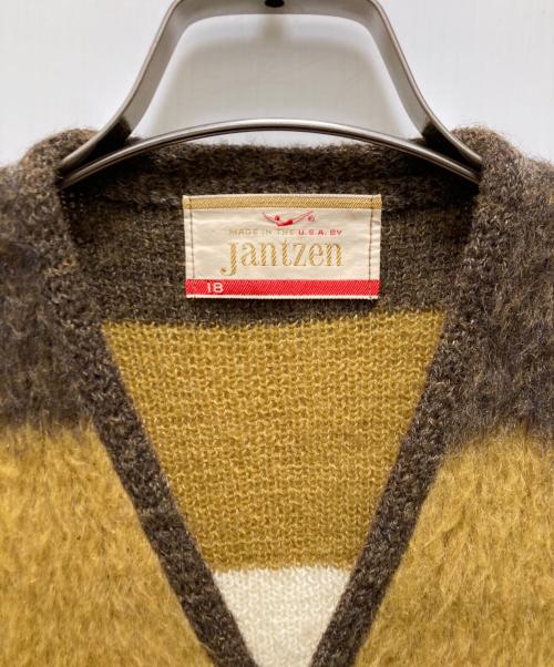 JANTZEN（ジャンセン）JANTZEN (ジャンセン) ヴィンテージメタルボタンボーダーカーディガン ブラウン×ホワイト サイズ:18の古着・服飾アイテム