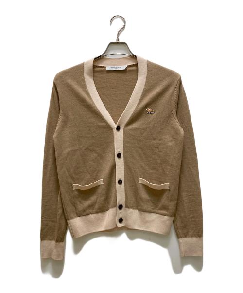 maison kitsune（メゾンキツネ）maison kitsune (メゾンキツネ) フォックスパッチバイカラークラシックカーディガン ブラウン サイズ:XXSの古着・服飾アイテム