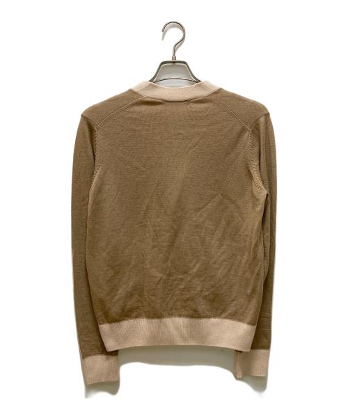 maison kitsune（メゾンキツネ）maison kitsune (メゾンキツネ) フォックスパッチバイカラークラシックカーディガン ブラウン サイズ:XXSの古着・服飾アイテム