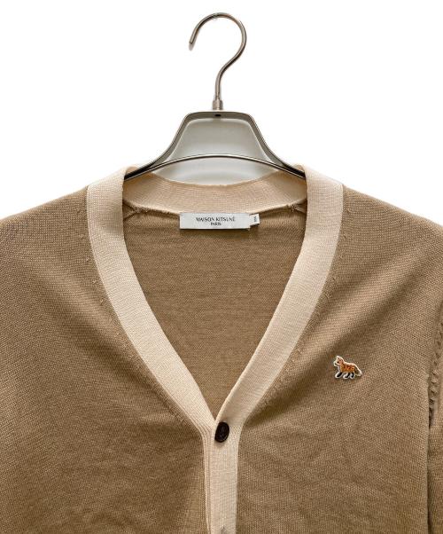 maison kitsune（メゾンキツネ）maison kitsune (メゾンキツネ) フォックスパッチバイカラークラシックカーディガン ブラウン サイズ:XXSの古着・服飾アイテム