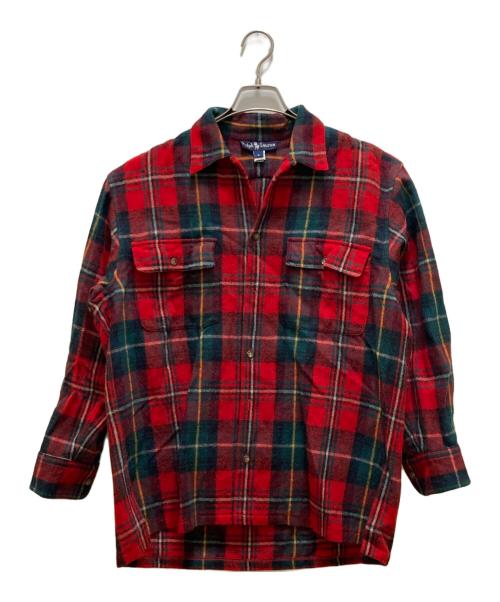 POLO RALPH LAUREN（ポロ・ラルフローレン）POLO RALPH LAUREN (ポロ・ラルフローレン) ヴィンテージ チェックウールオープンカラーシャツ レッド サイズ:６の古着・服飾アイテム