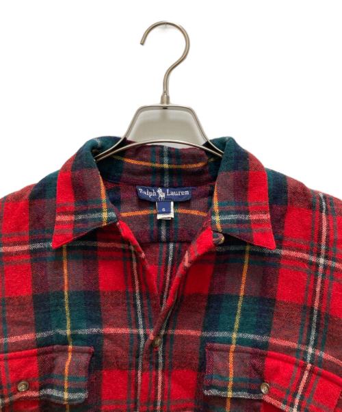 POLO RALPH LAUREN（ポロ・ラルフローレン）POLO RALPH LAUREN (ポロ・ラルフローレン) ヴィンテージ チェックウールオープンカラーシャツ レッド サイズ:６の古着・服飾アイテム