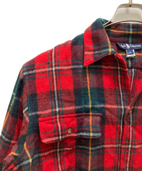 POLO RALPH LAUREN（ポロ・ラルフローレン）POLO RALPH LAUREN (ポロ・ラルフローレン) ヴィンテージ チェックウールオープンカラーシャツ レッド サイズ:６の古着・服飾アイテム