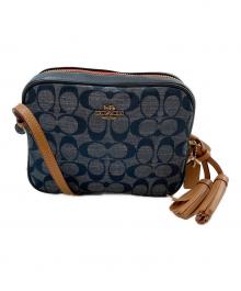 COACH（コーチ）の古着「シグネチャー ミニカメラ デニムショルダーバッグ」｜ネイビー×グレー