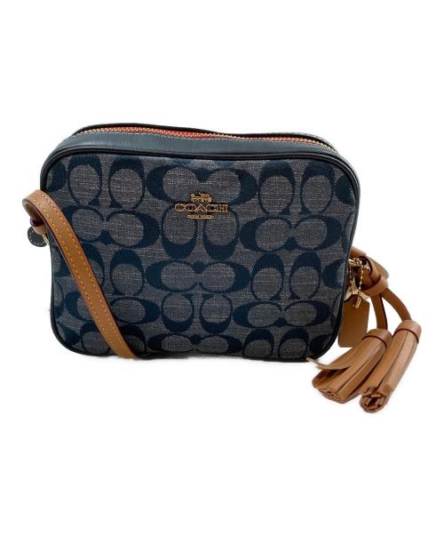 COACH（コーチ）COACH (コーチ) シグネチャー ミニカメラ デニムショルダーバッグ ネイビー×グレーの古着・服飾アイテム