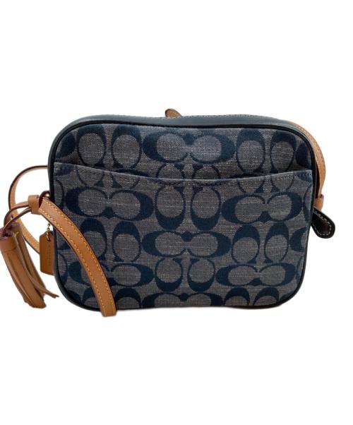 COACH（コーチ）COACH (コーチ) シグネチャー ミニカメラ デニムショルダーバッグ ネイビー×グレーの古着・服飾アイテム