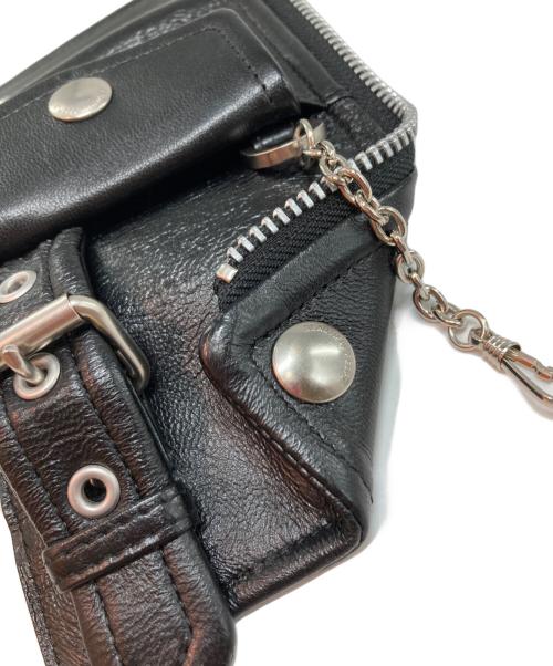 beautiful people（ビューティフルピープル）beautiful people (ビューティフルピープル) シープスキン ライダース プチ ウォレット ブラックの古着・服飾アイテム