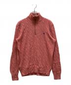 POLO RALPH LAURENポロ・ラルフローレン）の古着「シルクハーフジップケーブルニット」｜ピンク