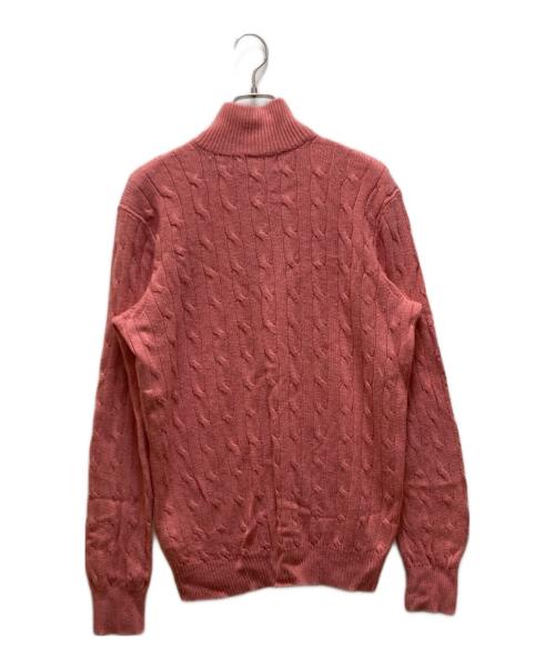 POLO RALPH LAUREN（ポロ・ラルフローレン）POLO RALPH LAUREN (ポロ・ラルフローレン) シルクハーフジップケーブルニット ピンク サイズ:Sの古着・服飾アイテム