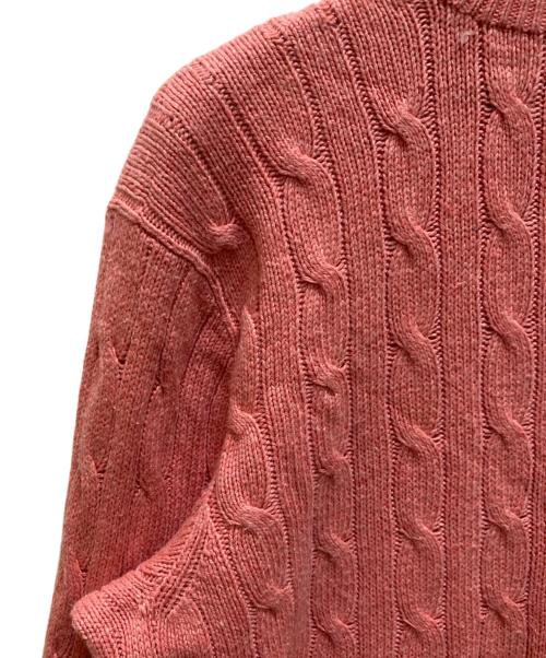 POLO RALPH LAUREN（ポロ・ラルフローレン）POLO RALPH LAUREN (ポロ・ラルフローレン) シルクハーフジップケーブルニット ピンク サイズ:Sの古着・服飾アイテム