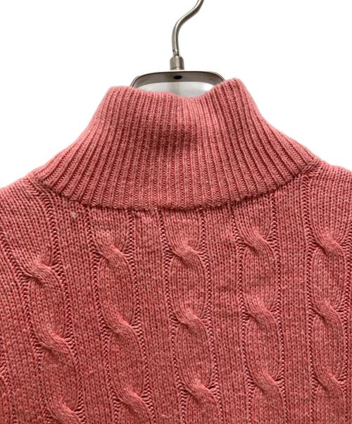 POLO RALPH LAUREN（ポロ・ラルフローレン）POLO RALPH LAUREN (ポロ・ラルフローレン) シルクハーフジップケーブルニット ピンク サイズ:Sの古着・服飾アイテム