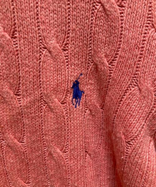 POLO RALPH LAUREN（ポロ・ラルフローレン）POLO RALPH LAUREN (ポロ・ラルフローレン) シルクハーフジップケーブルニット ピンク サイズ:Sの古着・服飾アイテム