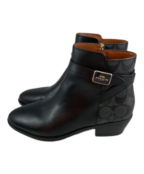 COACH（コーチ）COACH (コーチ) ディーン シグネチャー サイドジップブーティ ブラック サイズ:23の古着・服飾アイテム