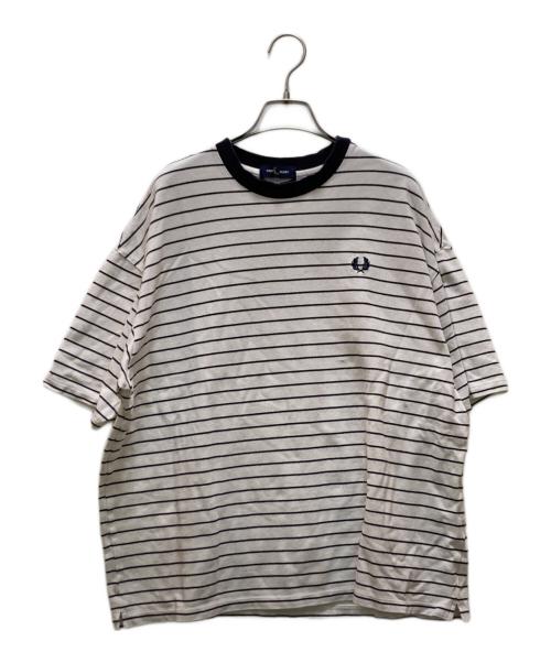 FRED PERRY（フレッドペリー）FRED PERRY (フレッドペリー) BEAMS (ビームス) 別注鹿の子ボーダーTシャツ ホワイト サイズ:Lの古着・服飾アイテム