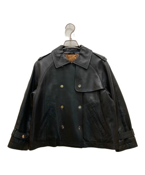 Cinquanta（チンクワンタ）Cinquanta (チンクワンタ) レザーショートトレンチコート ブラック サイズ:38の古着・服飾アイテム