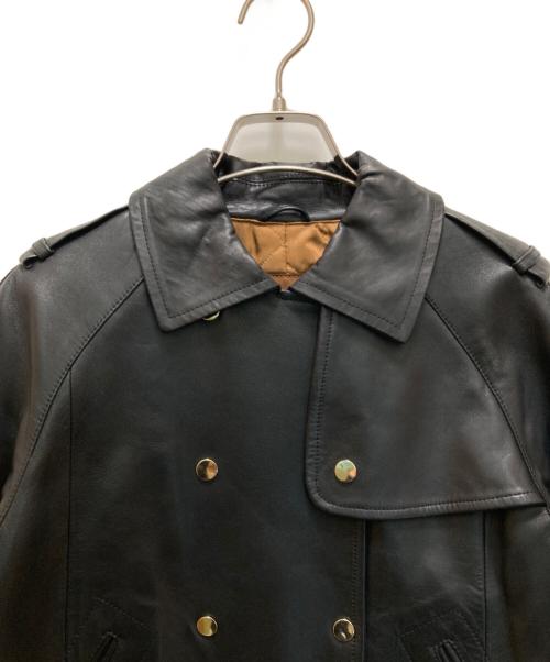 Cinquanta（チンクワンタ）Cinquanta (チンクワンタ) レザーショートトレンチコート ブラック サイズ:38の古着・服飾アイテム