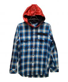 DIESEL（ディーゼル）の古着「チェックシャツパーカー」｜ブルー