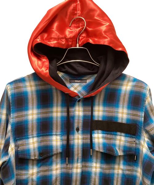 DIESEL（ディーゼル）DIESEL (ディーゼル) チェックシャツパーカー ブルー サイズ:Mの古着・服飾アイテム