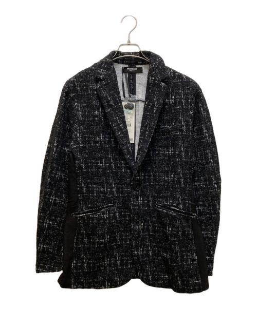 1PIU1UGUALE3 RELAX（ウノピゥウノウグァーレトレ リラックス）1piu1uguale3 relax (ウノピゥウノウグァーレトレ リラックス) 360°ストレッチツイードテーラードジャケット ブラック×ホワイト サイズ:Ⅼの古着・服飾アイテム