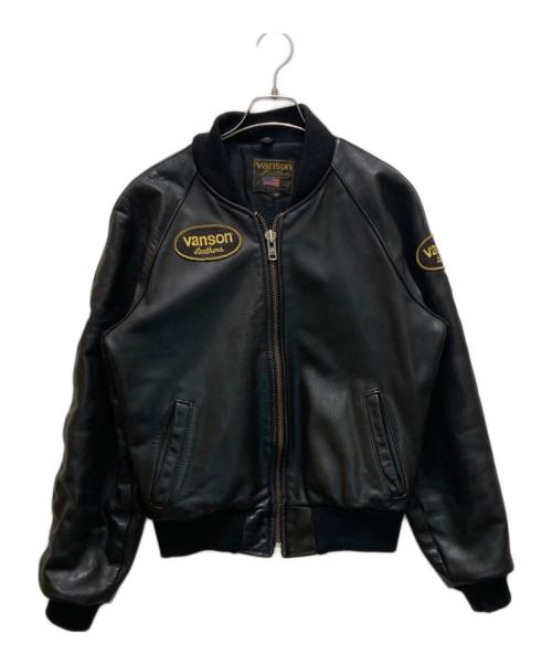 VANSON（バンソン）VANSON (バンソン) ロゴワッペン レザーブルゾン ブラック サイズ:34の古着・服飾アイテム