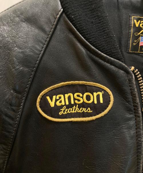 VANSON（バンソン）VANSON (バンソン) ロゴワッペン レザーブルゾン ブラック サイズ:34の古着・服飾アイテム
