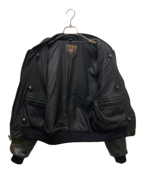 VANSON（バンソン）VANSON (バンソン) ロゴワッペン レザーブルゾン ブラック サイズ:34の古着・服飾アイテム