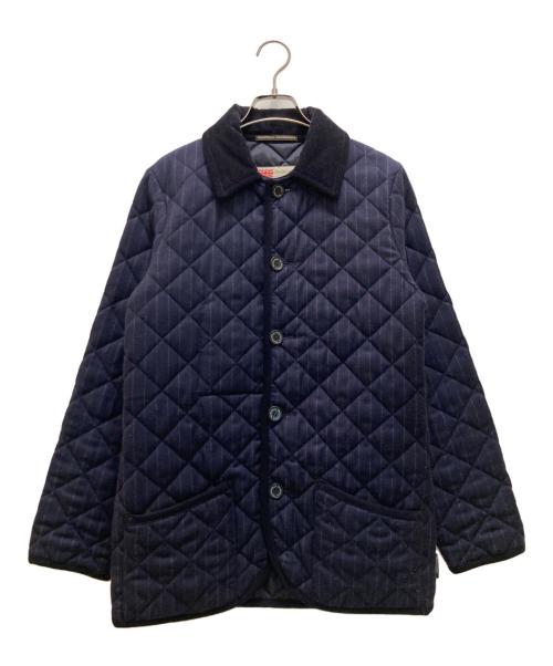 Traditional Weatherwear（トラディショナルウェザーウェア）Traditional Weatherwear (トラディショナルウェザーウェア) ストライプウールキルティングジャケット ネイビー サイズ:36の古着・服飾アイテム