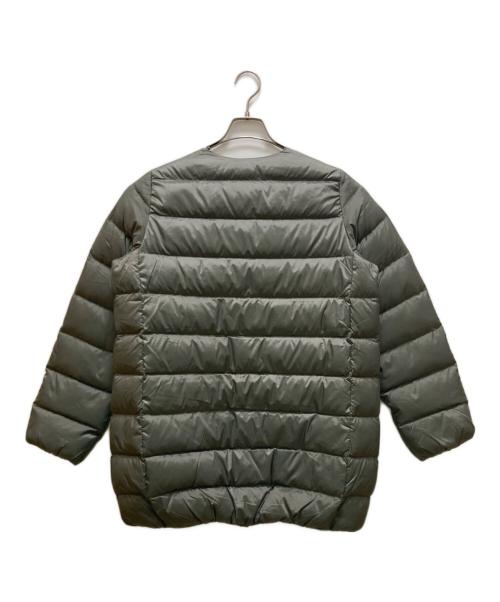 Traditional Weatherwear（トラディショナルウェザーウェア）Traditional Weatherwear (トラディショナルウェザーウェア) green label relaxing (グリーンレーベルリラクシング) 別注ノーカラーダウンコート グレー サイズ:36の古着・服飾アイテム