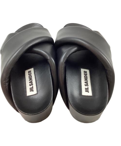JIL SANDER（ジルサンダー）JIL SANDER (ジルサンダー) パデッド クロスストラップ スライドサンダル ブラック サイズ:36の古着・服飾アイテム