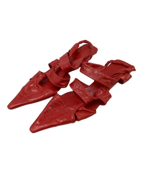 BOTTEGA VENETA（ボッテガベネタ）BOTTEGA VENETA (ボッテガベネタ) ポインテッドトゥレザーサンダル レッド サイズ:36の古着・服飾アイテム