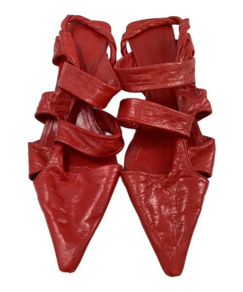 BOTTEGA VENETA（ボッテガベネタ）BOTTEGA VENETA (ボッテガベネタ) ポインテッドトゥレザーサンダル レッド サイズ:36の古着・服飾アイテム