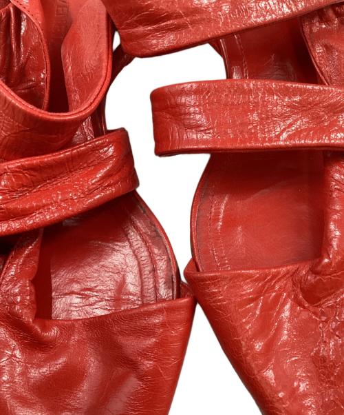 BOTTEGA VENETA（ボッテガベネタ）BOTTEGA VENETA (ボッテガベネタ) ポインテッドトゥレザーサンダル レッド サイズ:36の古着・服飾アイテム
