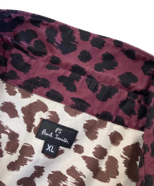 PS Paul Smith（ＰＳポールスミス）PS Paul Smith (ＰＳポールスミス) レオパードラウンドカラーシャツ パープル×ブラック サイズ:XLの古着・服飾アイテム