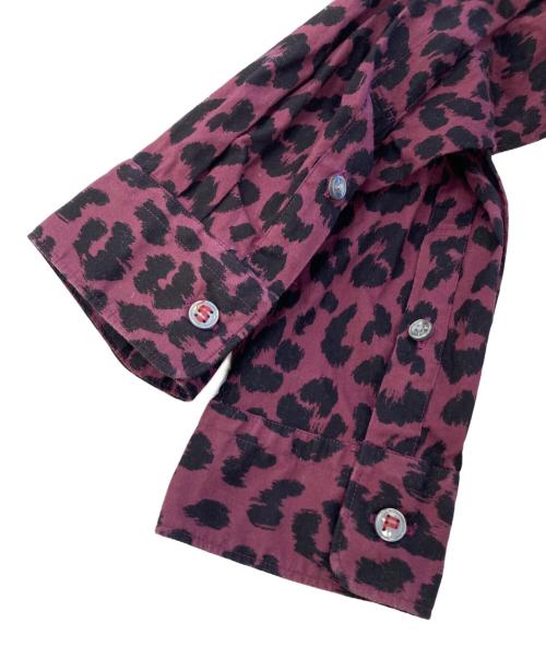 PS Paul Smith（ＰＳポールスミス）PS Paul Smith (ＰＳポールスミス) レオパードラウンドカラーシャツ パープル×ブラック サイズ:XLの古着・服飾アイテム