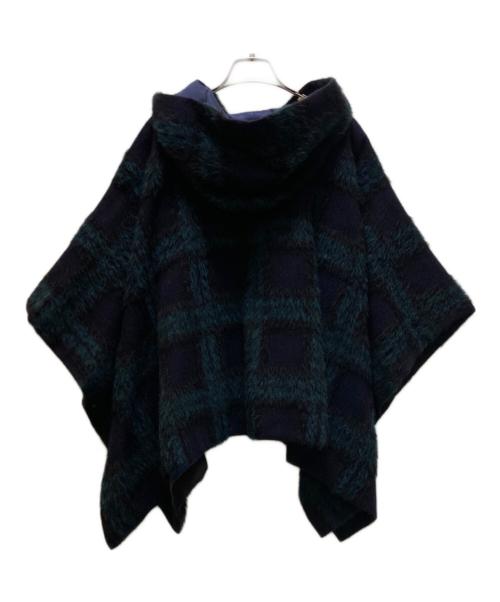 TOMORROW LAND collection（トゥモローランドコレクション）TOMORROW LAND collection (トゥモローランドコレクション) シャギーブラックウォッチ フーデットマント ネイビー サイズ:36の古着・服飾アイテム