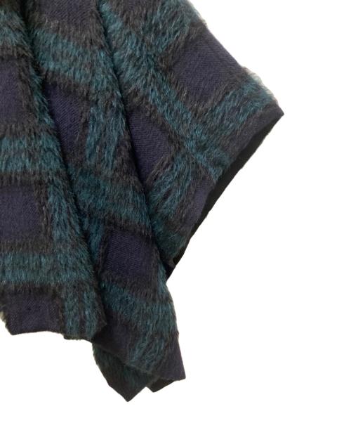 TOMORROW LAND collection（トゥモローランドコレクション）TOMORROW LAND collection (トゥモローランドコレクション) シャギーブラックウォッチ フーデットマント ネイビー サイズ:36の古着・服飾アイテム