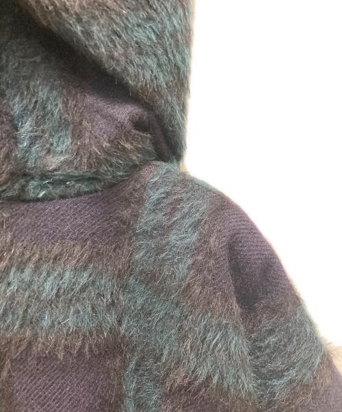 TOMORROW LAND collection（トゥモローランドコレクション）TOMORROW LAND collection (トゥモローランドコレクション) シャギーブラックウォッチ フーデットマント ネイビー サイズ:36の古着・服飾アイテム