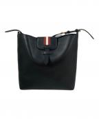 BALLYバリー）の古着「ラインデザイン レザーワンショルダーバッグ」｜ブラック