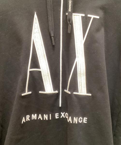 ARMANI EXCHANGE（アルマーニ エクスチェンジ）ARMANI EXCHANGE (アルマーニ エクスチェンジ) AX刺繍プルオーバーパーカー ブラック サイズ:XLの古着・服飾アイテム