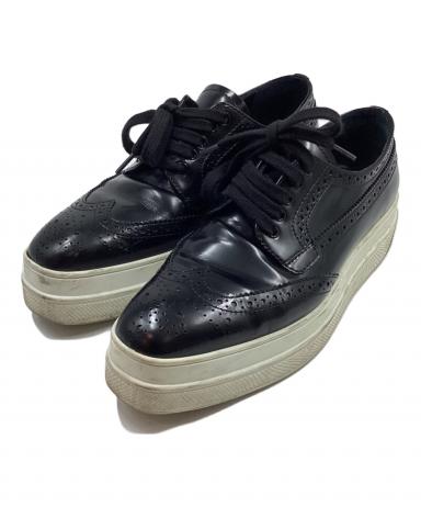 中古・古着通販】PRADA (プラダ) ウイングチップスニーカー ブラック