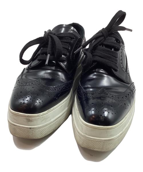 PRADA（プラダ）PRADA (プラダ) ウイングチップスニーカー ブラック サイズ:36の古着・服飾アイテム