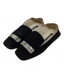 sergio rossi（セルジオロッシ）の古着「ボア フラットスリッパ シューズ」｜ブラック